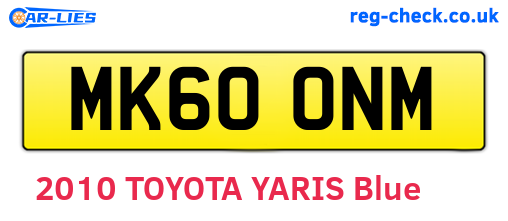 MK60ONM are the vehicle registration plates.