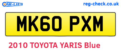 MK60PXM are the vehicle registration plates.