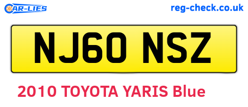 NJ60NSZ are the vehicle registration plates.