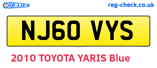 NJ60VYS are the vehicle registration plates.