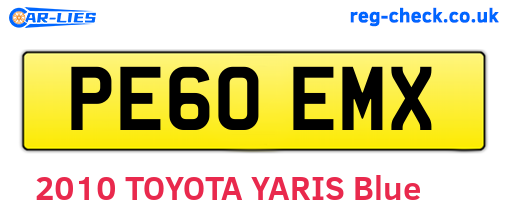 PE60EMX are the vehicle registration plates.