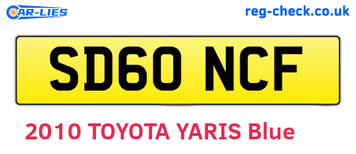 SD60NCF are the vehicle registration plates.