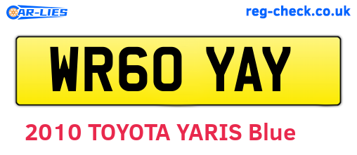 WR60YAY are the vehicle registration plates.