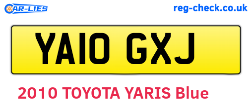 YA10GXJ are the vehicle registration plates.