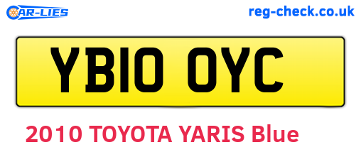 YB10OYC are the vehicle registration plates.