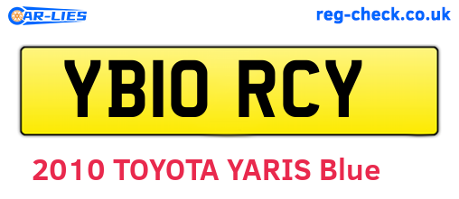 YB10RCY are the vehicle registration plates.