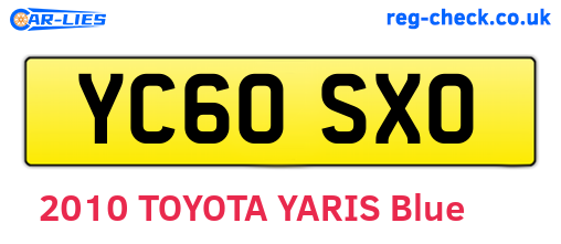 YC60SXO are the vehicle registration plates.