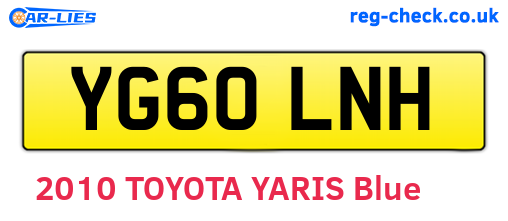 YG60LNH are the vehicle registration plates.