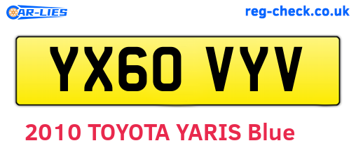 YX60VYV are the vehicle registration plates.