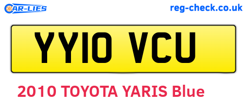YY10VCU are the vehicle registration plates.