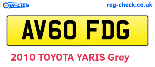 AV60FDG are the vehicle registration plates.