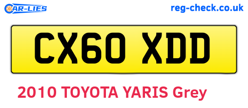 CX60XDD are the vehicle registration plates.