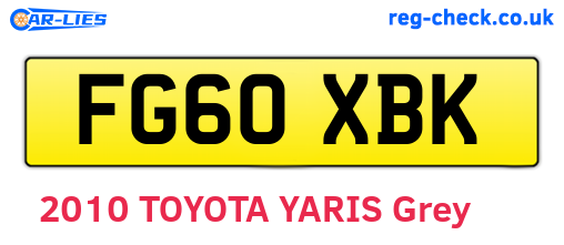FG60XBK are the vehicle registration plates.