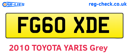 FG60XDE are the vehicle registration plates.