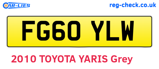 FG60YLW are the vehicle registration plates.