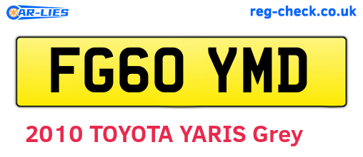 FG60YMD are the vehicle registration plates.
