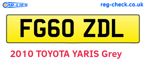 FG60ZDL are the vehicle registration plates.