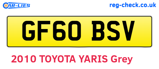 GF60BSV are the vehicle registration plates.