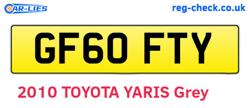GF60FTY are the vehicle registration plates.