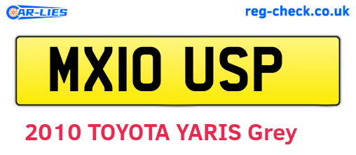 MX10USP are the vehicle registration plates.