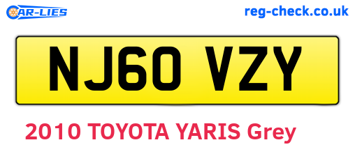 NJ60VZY are the vehicle registration plates.