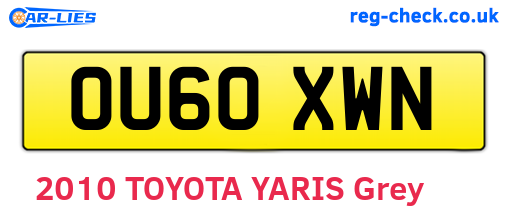 OU60XWN are the vehicle registration plates.