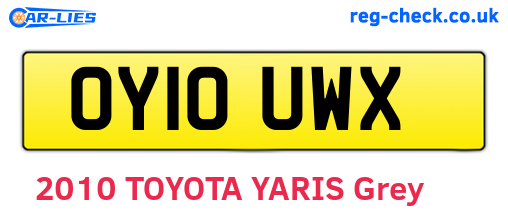 OY10UWX are the vehicle registration plates.