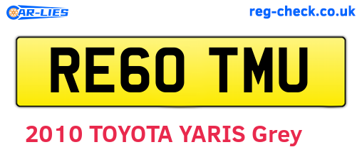 RE60TMU are the vehicle registration plates.
