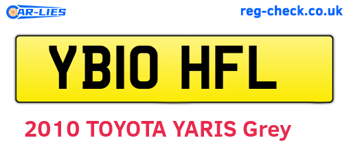 YB10HFL are the vehicle registration plates.