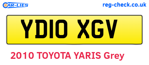 YD10XGV are the vehicle registration plates.