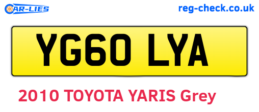 YG60LYA are the vehicle registration plates.