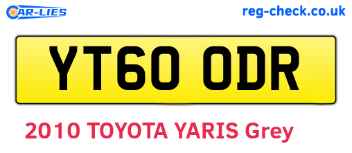 YT60ODR are the vehicle registration plates.