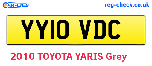 YY10VDC are the vehicle registration plates.