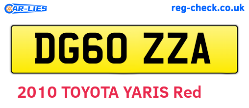 DG60ZZA are the vehicle registration plates.