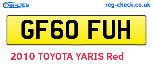 GF60FUH are the vehicle registration plates.
