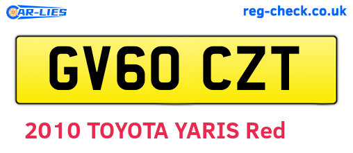 GV60CZT are the vehicle registration plates.