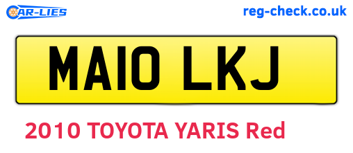 MA10LKJ are the vehicle registration plates.