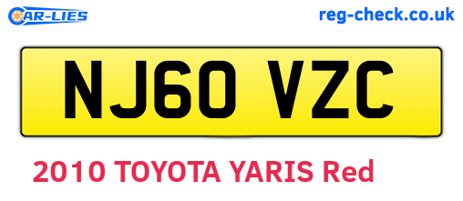 NJ60VZC are the vehicle registration plates.