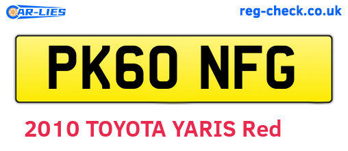 PK60NFG are the vehicle registration plates.