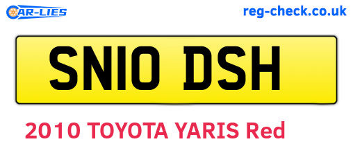 SN10DSH are the vehicle registration plates.