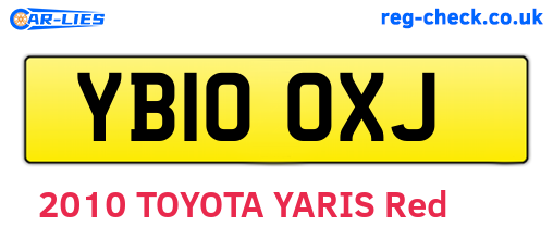 YB10OXJ are the vehicle registration plates.