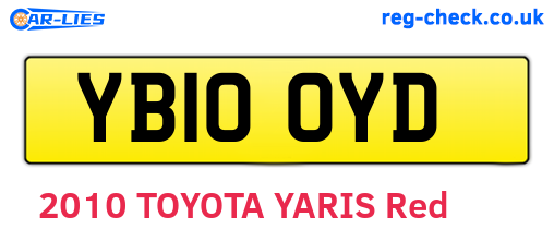 YB10OYD are the vehicle registration plates.