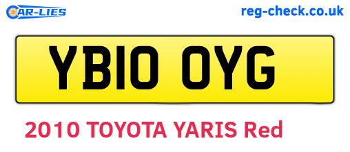 YB10OYG are the vehicle registration plates.