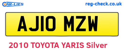 AJ10MZW are the vehicle registration plates.