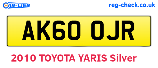 AK60OJR are the vehicle registration plates.