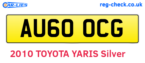 AU60OCG are the vehicle registration plates.