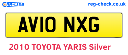AV10NXG are the vehicle registration plates.