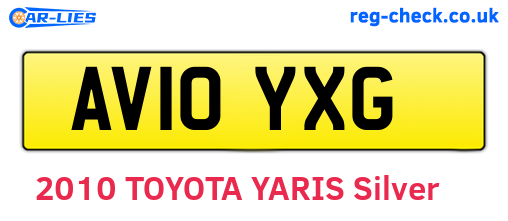 AV10YXG are the vehicle registration plates.