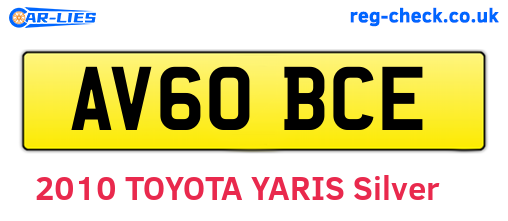 AV60BCE are the vehicle registration plates.