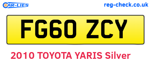 FG60ZCY are the vehicle registration plates.